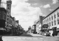 Street photo of 2nd Street. Reno in 1950, with Club Cal Neva